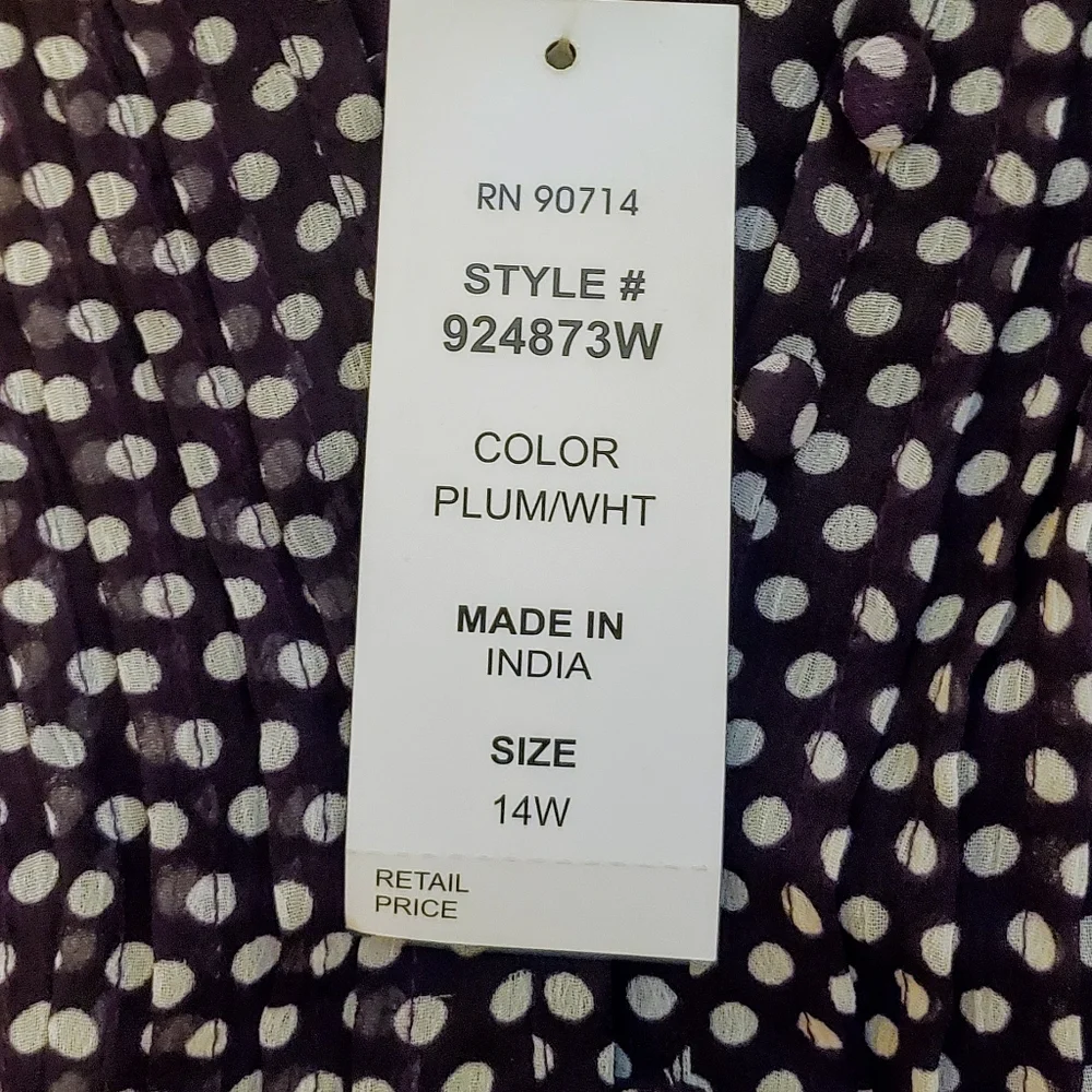 NWT JBS women plum polka dot midi dress size 14 W - Picture 11 of 11